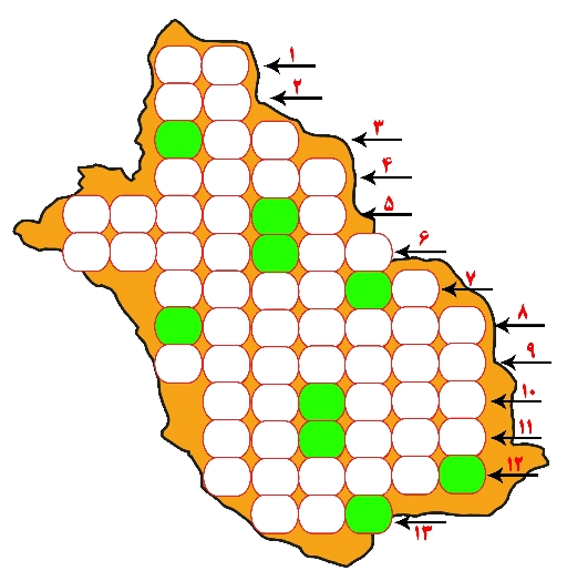 جدول نقشه استان فارس