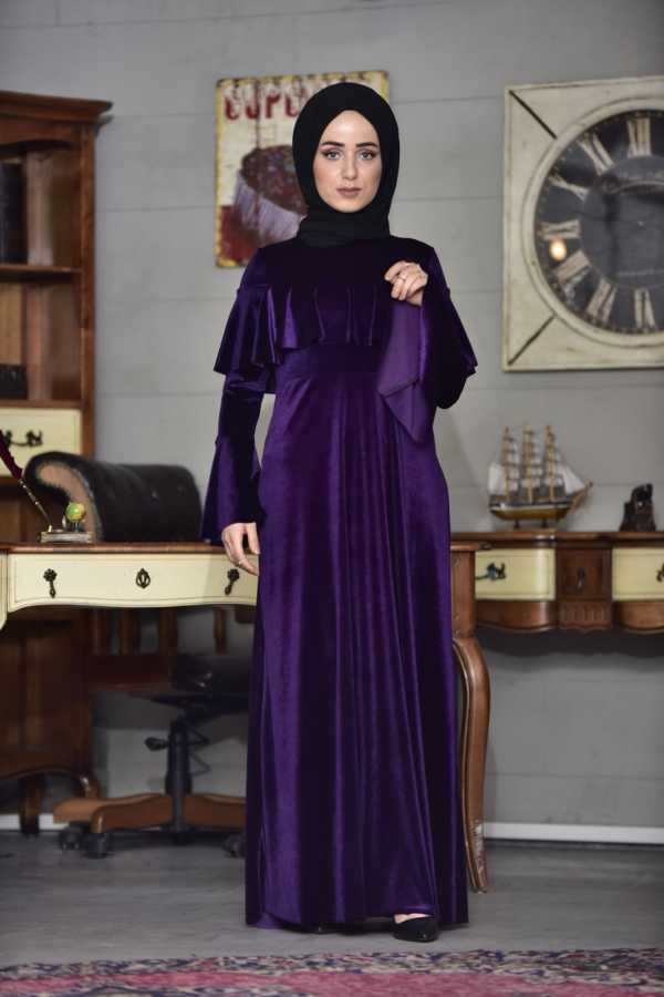  مدل لباس مجلسی مخمل با گیپور 