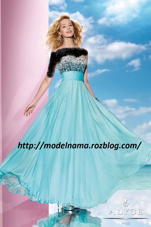 مدل شیک لباس شب زنانه بلند 2014