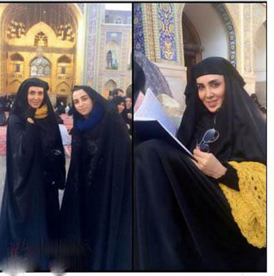 عکس لیلا بلوکات با حجاب کامل در حرم امام رضا