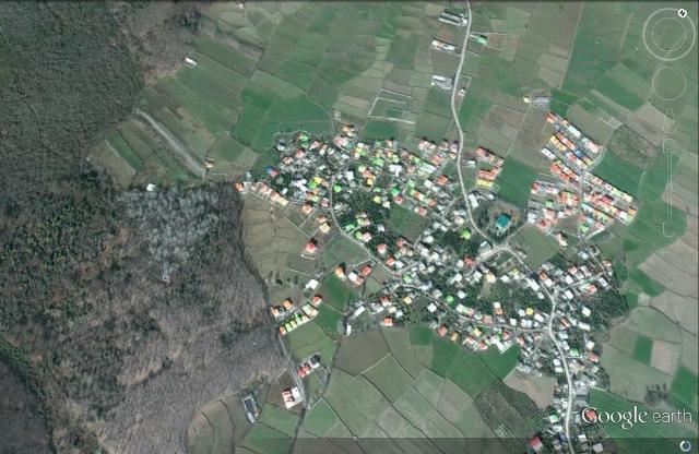 نماي ماهواره اي از روستاي زيباي ورازده سفلي