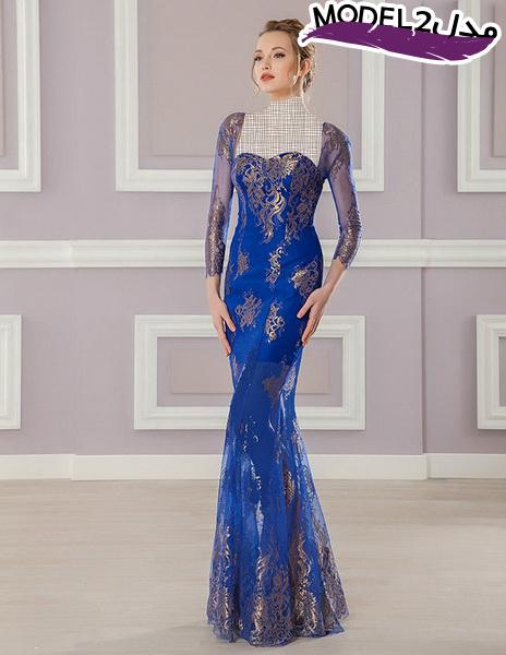 مدل لباس مجلسی بلند گیپور دار 2016