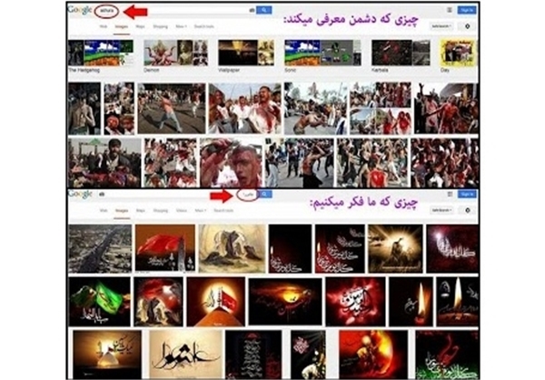 تفاوت بین جستجوی فارسی و انگلیسی کلمه «عاشورا» «ashura» در گوگل