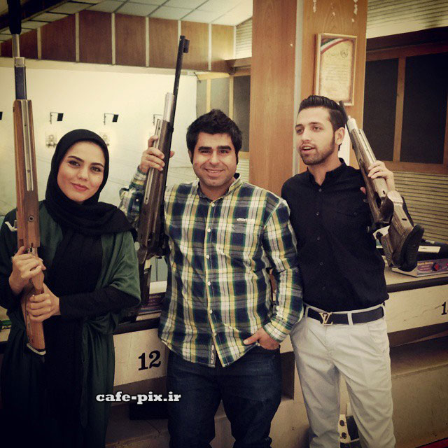 عکس جدید محسن افشانی و امیر نوری و آزاده زارعی در حال تیراندازی