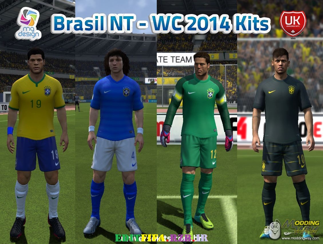 دانلود کیت جدید برزیل Brazil NT Full Kit Pack Nike - WC 2014