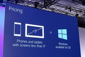 مایکروسافت ویندوز را برای ابزار‌هایی با صفحه‌ی نمایش کوچک‌تر از 9 اینچ رایگان کرد