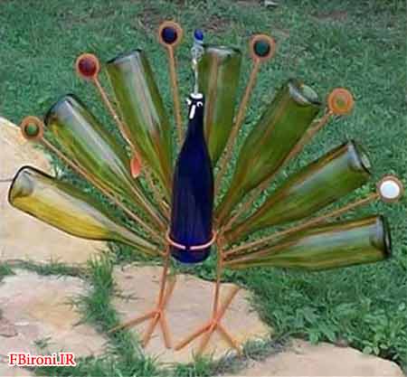 خلاقیت طاووسی با شیشه بطری