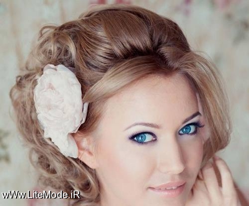 مدل مو,تزئین موی عروس با گل و تاج
