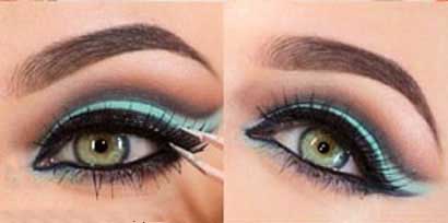 Turquoise eye shadow makeup tutorial