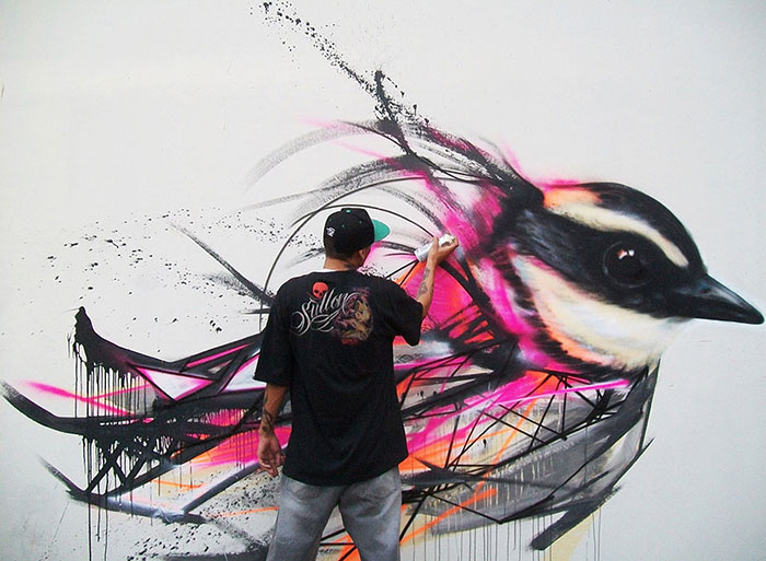 پرندگان گرافیتی هنرمند برزیلی L7M