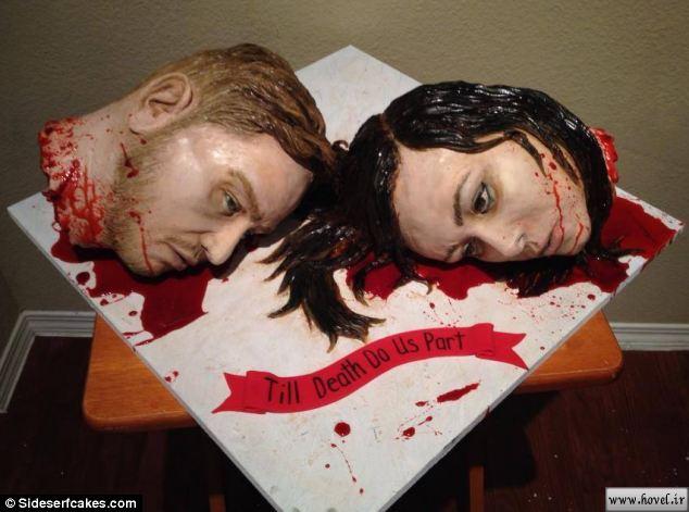 ساخت کیک ازدواج با سر بریده زوجین !!