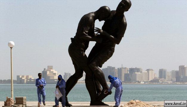 مجسمه زيدان در قطر بحث برانگيز شد + عکس