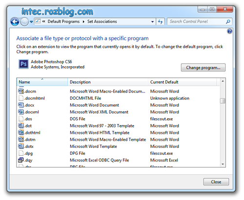 تنظیم برنامه های پیشفرض ویندوز 7 برای تمام پسوند ها