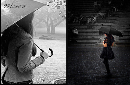 عکس دختر تنها در باران