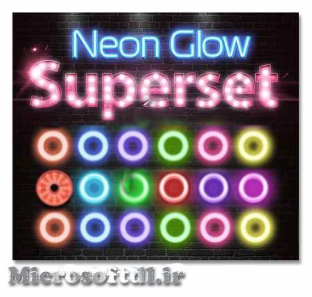 زیباترین استایل های نور لامپ نئون فتوشاپ Neon Glow Styles