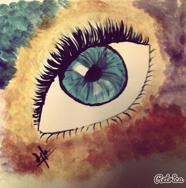 نقاشی چشم با آبرنگ 