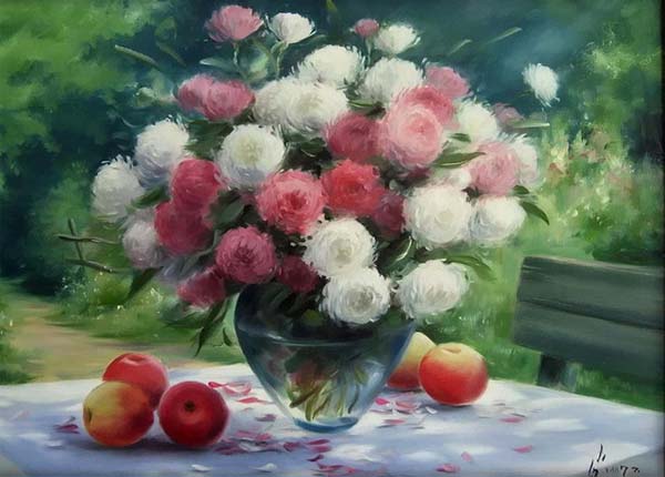 نقاشي هاي زيباي رنگ روغن از گل ها