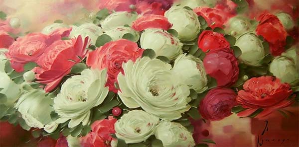 نقاشي هاي زيباي رنگ روغن از گل ها