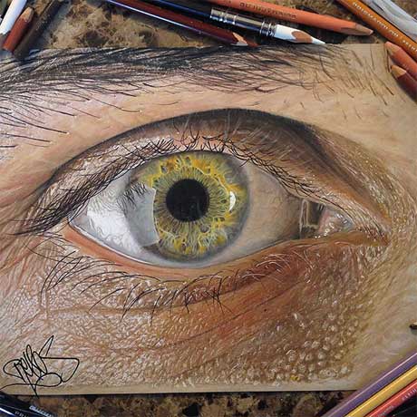 نقاشی های زیبا از چشم با مداد رنگی
