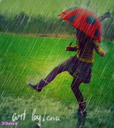 عکسهای عاشقانه دختر زیر باران