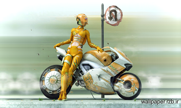 والپیپر موتورسیکلت اچ دی| cyborg-on-her-bike-hd-wallpaper