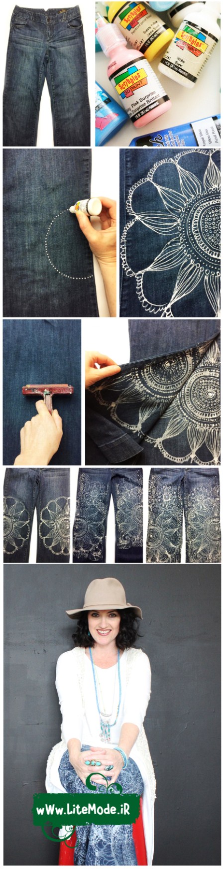 آموزش رنگ آمیزی روی شلوار جین ساده