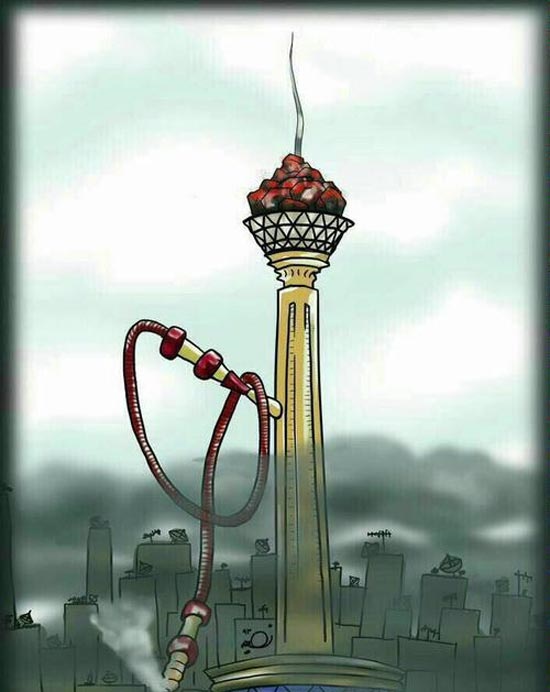 آلودگی هوای تهران به روایت کاریکاتور