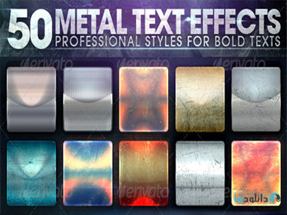 دانلود مجموعه استایل با افکت فلزی از گرافیک ریور – Graphicriver 50 Metal Text Effects
