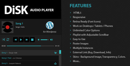 افزونه اجرای موسیقی آنلاین در وردپرس Disk Audio Player نسخه 1.6.4