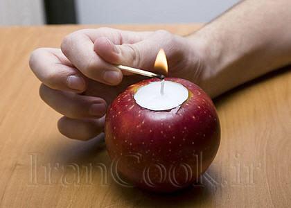 آموزش ساخت جاشمعی زیبای سیب