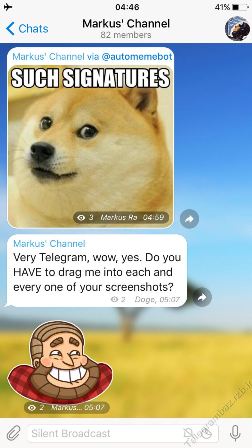تصویر پیام دارای نام ارسال کننده در تلگرام