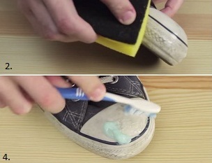 تمیز کردن انواع کفش با مسواک