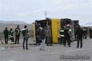 جزئیات مصدومین واژگونی اتوبوس در آزاد راه کرج - قزوین