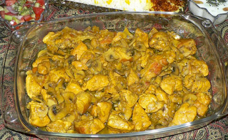 طرز تهیه خوراک مرغ و قارچ رژیمی :