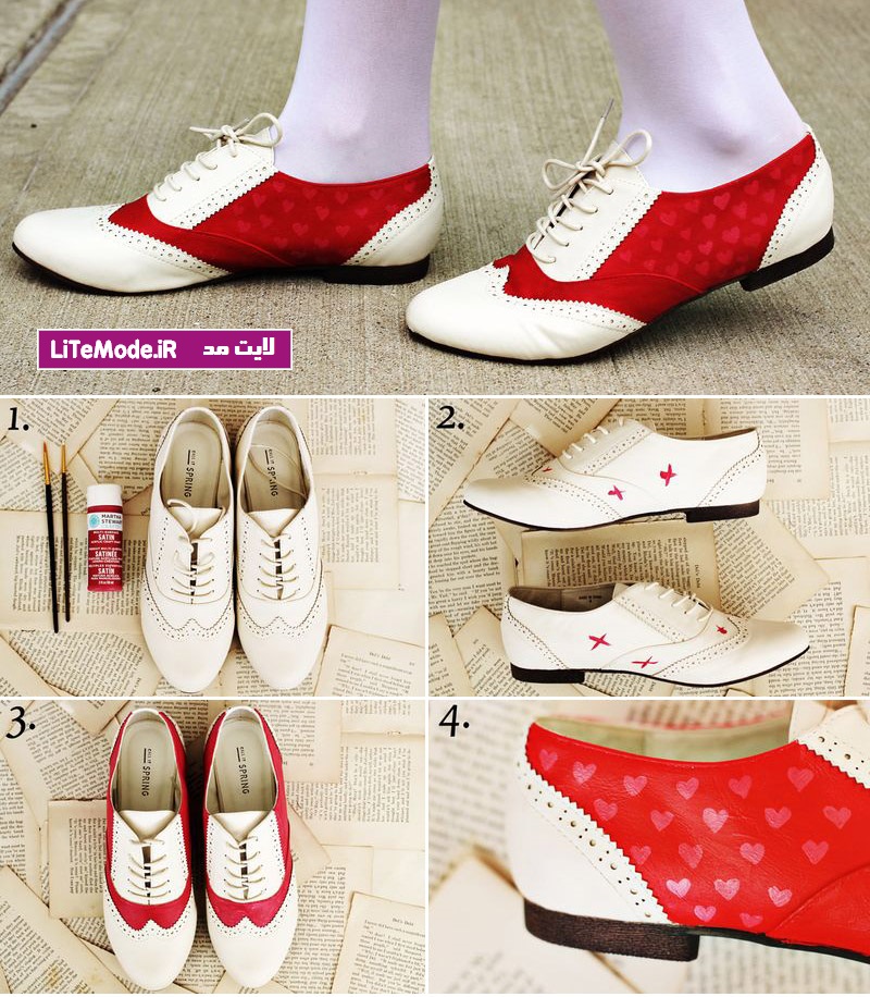 آموزش و ایده کفش های رمانتیک قرمز و سفید 