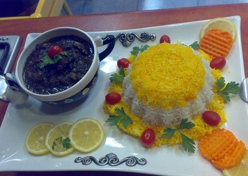 برنج رنگی با پنیر