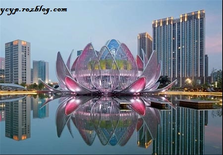 ساخت بنایی زیبا در چین به شکل گل نیلوفر