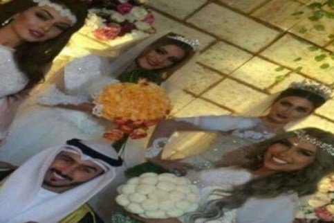 عکس جوان کویتی در کنار 4 عروس!