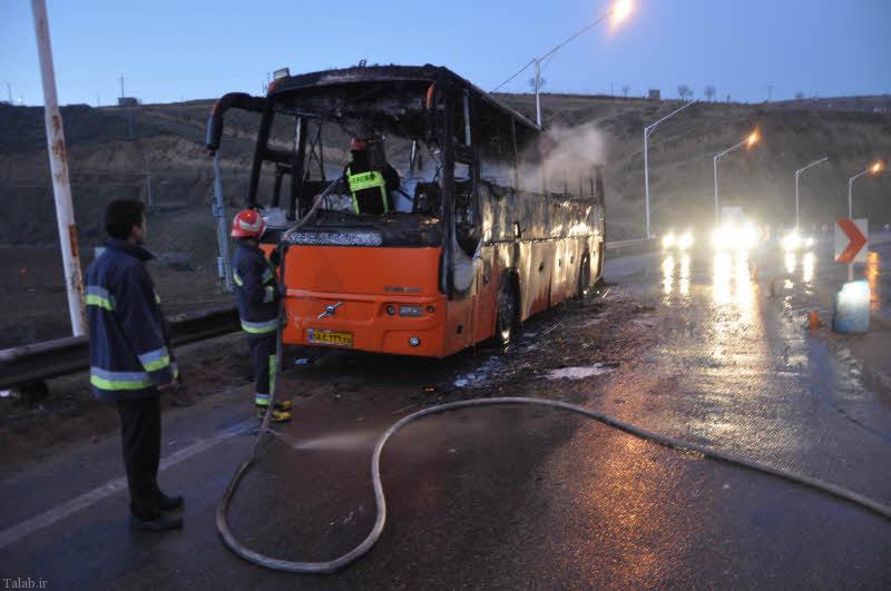 اتوبوسی با 40سرنشین آتش گرفت