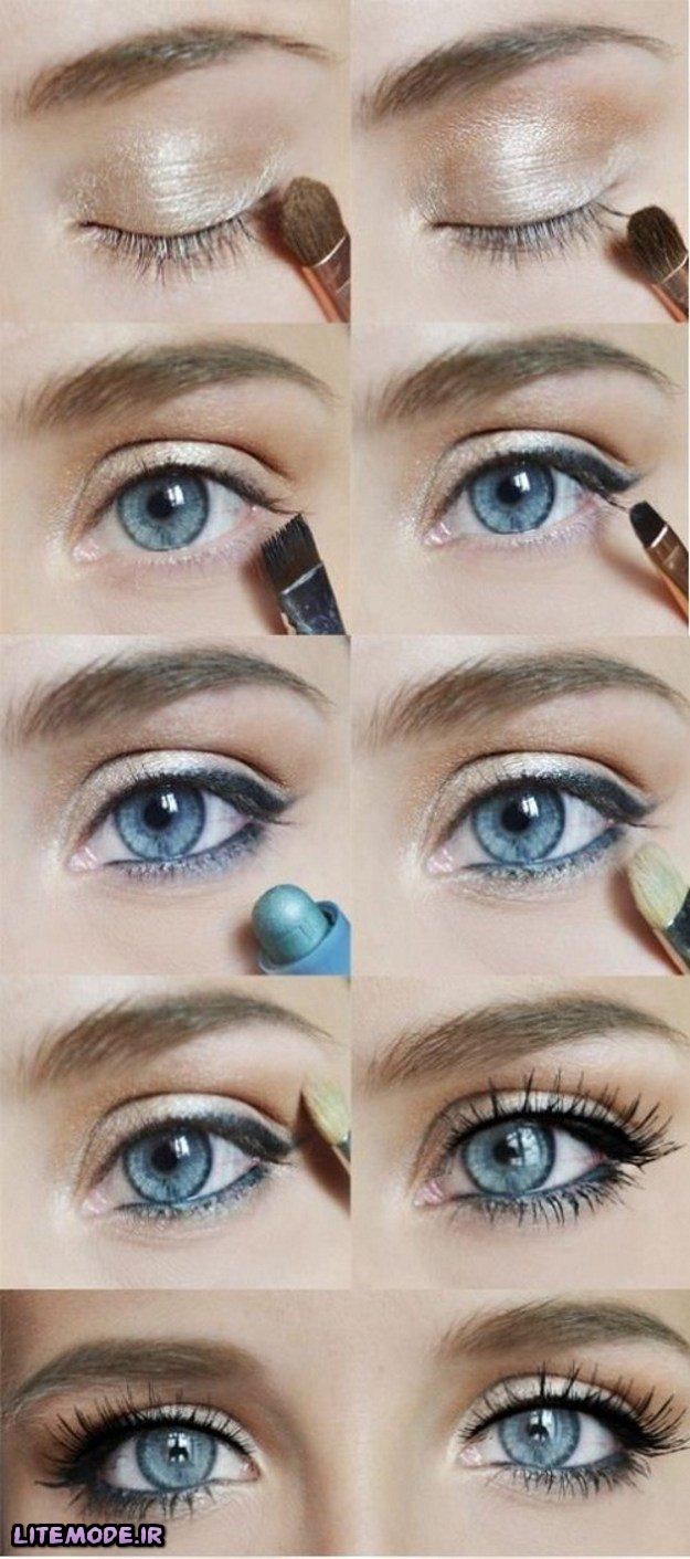 12 مدل آموزش آرایشی مناسب برای چشم های آبی 