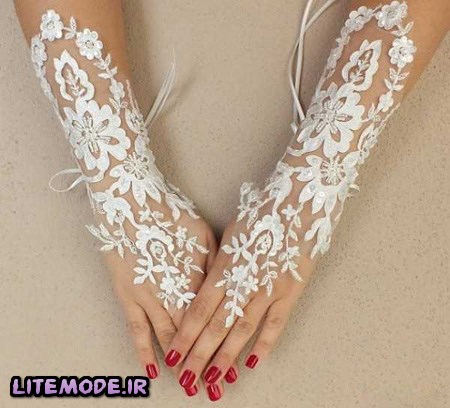 شیک ترین ست دستکش عروس,مدل دستکش عروس , دستکش بدون انگشت عروس 