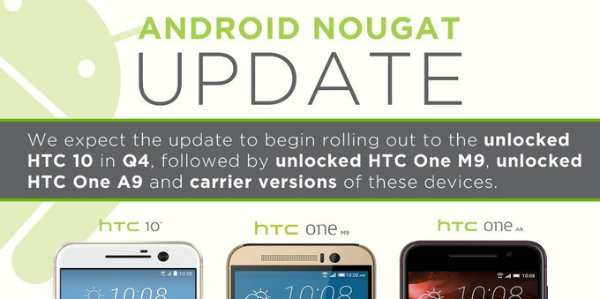 سه موبایل HTC به اندروید نوقا آپدیت خواهند شد