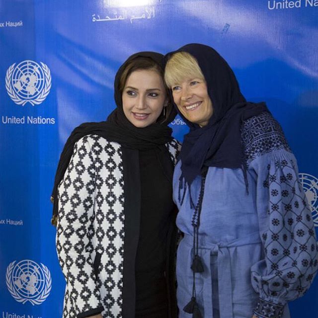 عکس جديد شبنم قلیخانی و رئیس سازمان ملل در ایران!