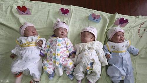 زوج چینی چهار قلوهای سالم به دنیا آوردند