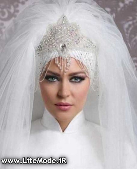 تاج و تور محجبه عروس،مدل تاج و تور عروس عربی