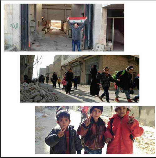 تصویر شادی مردم حلب در پی آزادی از چنگال تروریست ها
