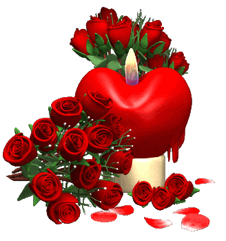 عكس عاشقانه شمع روشن و گل هاي قرمز زيبا
