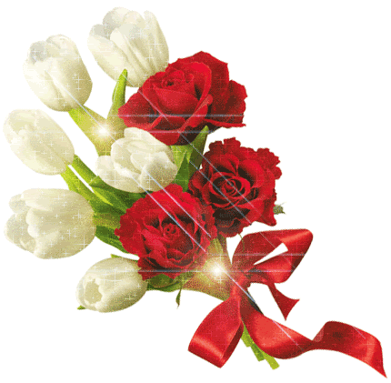 عكس عاشقانه گلهاي قرمز و سفيد براق