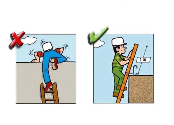کاریکاتور ایمنی ساخت و ساز (construction) - استفاده صحیح از نردبان