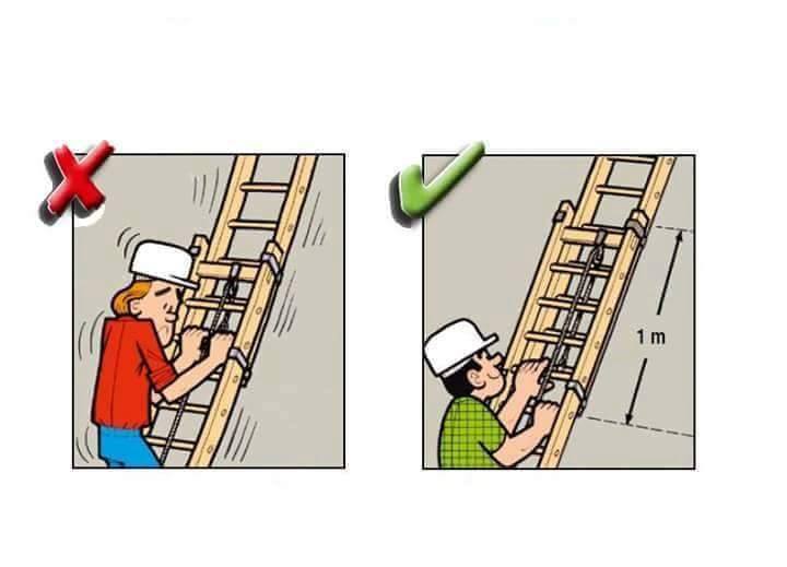 کاریکاتور ایمنی ساخت و ساز (construction) - استفاده صحیح از نردبان 2